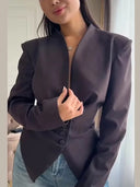 Virelle Lace Up Asymmetrical Cinched Blazer