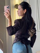 Virelle Lace Up Asymmetrical Cinched Blazer