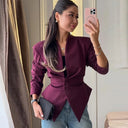 Virelle Lace Up Asymmetrical Cinched Blazer