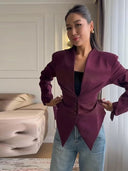 Virelle Lace Up Asymmetrical Cinched Blazer