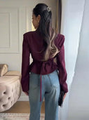 Virelle Lace Up Asymmetrical Cinched Blazer