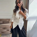 Virelle Lace Up Asymmetrical Cinched Blazer