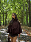 Arianne Elegant High-Neck Belted Cape Jacket 9
