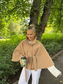 Arianne Elegant High-Neck Belted Cape Jacket 10