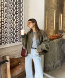 Women's Relaxed Boxy Jacket in Olive Suede