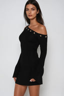 Zalina One Shoulder Mini Dress Long Sleeve