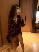 Zalina Sheer Floral Print Ruffle Mini Dress