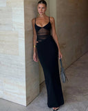 Zalira Bodycon Mesh Cutout Maxi Dress