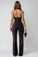 Zaria Lace Plunge Halter Cutout Jumpsuit