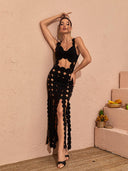 Zerina Cutout Detail Fringe Maxi Dress
