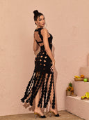 Zerina Cutout Detail Fringe Maxi Dress