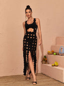Zerina Cutout Detail Fringe Maxi Dress