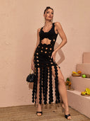 Zerina Cutout Detail Fringe Maxi Dress