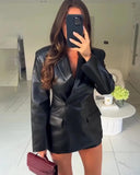 Zirelle Faux Leather Blazer Jacket