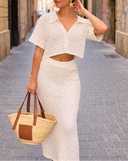 Zirelle Knit Two Piece Set Crop Top Maxi Skirt Matching Set