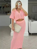 Zirelle Knit Two Piece Set Crop Top Maxi Skirt Matching Set