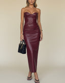 Noelle Sculpted Faux Leather Midi Dress